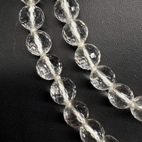 925 Sterling Silver Clear Faceted Rock Crystal Necklace Slane and Slane - Picture 2 of 6